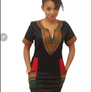 Black and Red Dashiki Dress